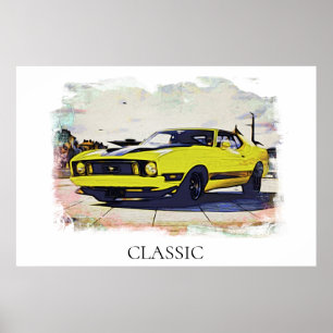 Poster *~* Clássico Vintage - Carro Retro Muscular Popul