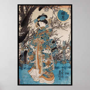 Poster Clássico vintage ukiyo-e japeso geisha retrato