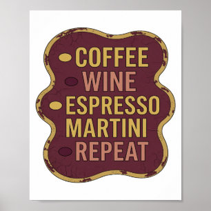 Poster Clássico Yellow CAFÉ VINHO ESPRESSO MARTINI REPITA