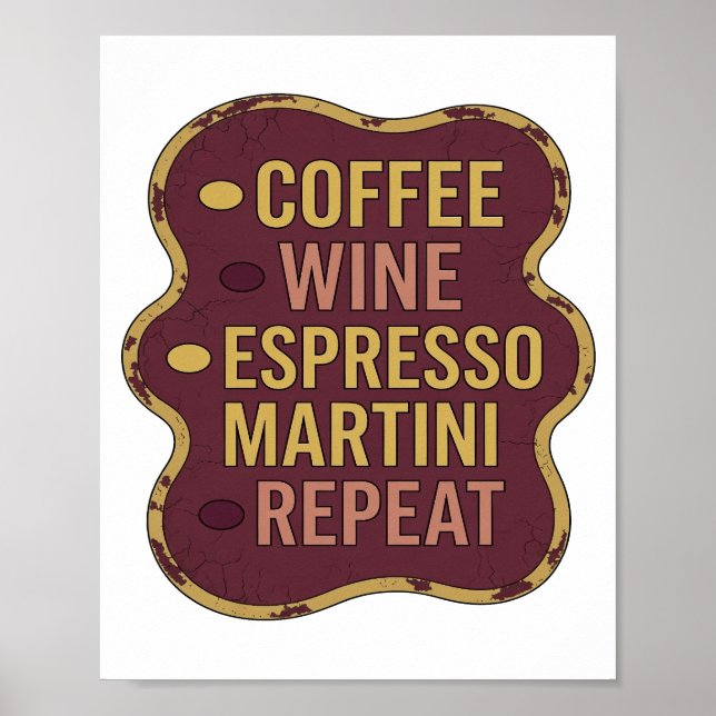 Poster Clássico Yellow CAFÉ VINHO ESPRESSO MARTINI REPITA (Frente)