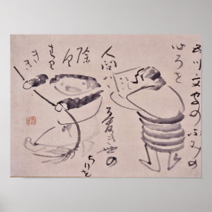 Poster Clássicos Zen - Gibon Sengai - Kanzan e Jittoku