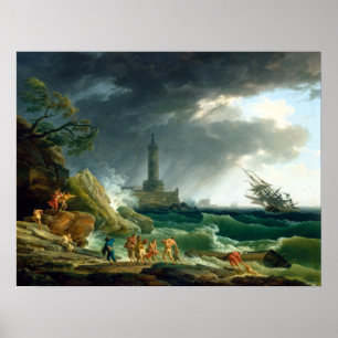Poster Claude-Joseph Vernet Tempestade num Mediterrâneo
