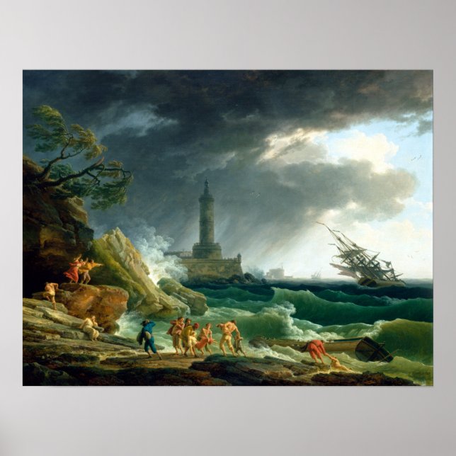 Poster Claude-Joseph Vernet Tempestade num Mediterrâneo (Frente)