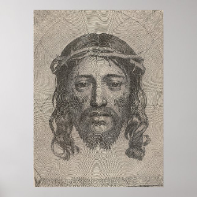 Poster Claude Mellan’s Face of Christ 1649 engraving (Frente)