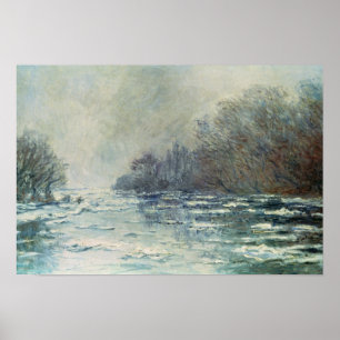 Pôster Claude Monet   a ruptura acima em Vetheuil, c.1883