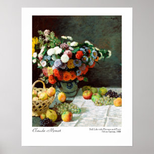Poster Claude Monet Ainda vive com flores e Frutas