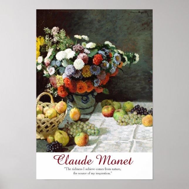 Poster Claude Monet Art Citar Flores e Frutas (Frente)