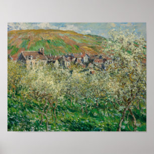 Pôster Claude Monet - árvores de ameixa de florescência