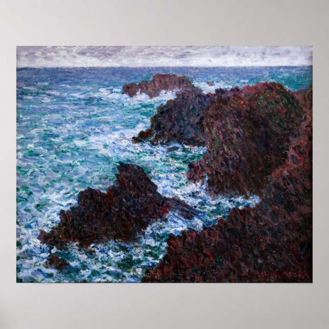 Poster Claude Monet - As Rochas em Belle-Ile, Costa Selva (Frente)