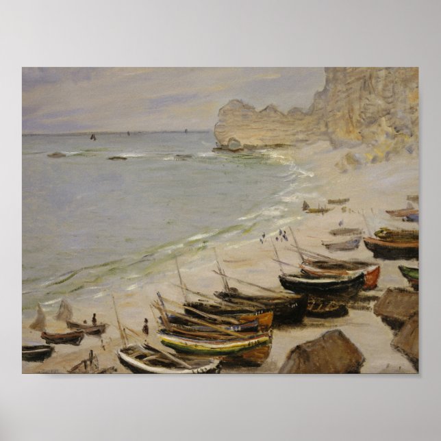 Pôster Claude Monet - Barco Na Praia De Etretat (Frente)