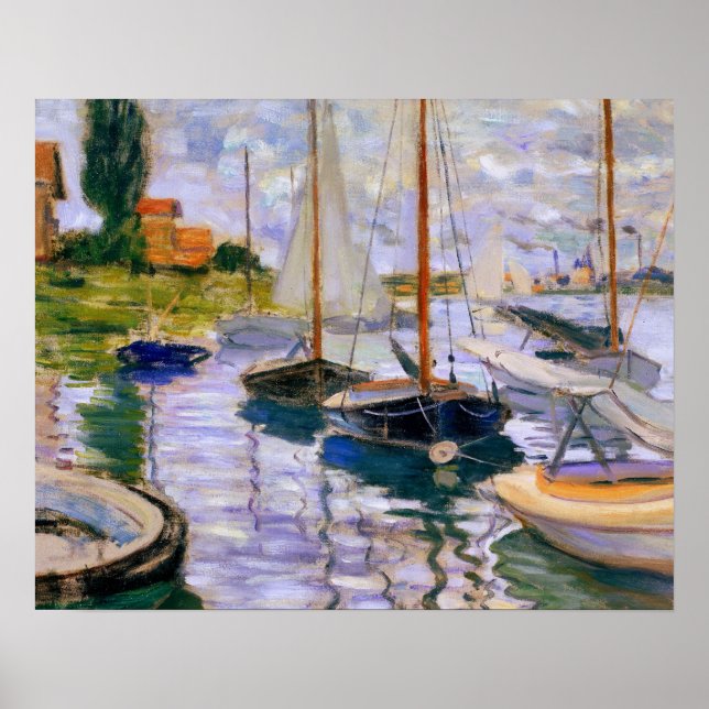 Pôster Claude Monet - Barcos à vela no Sena (Frente)