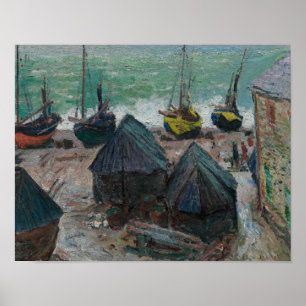 Poster Claude Monet - Barcos na Praia de Etretat