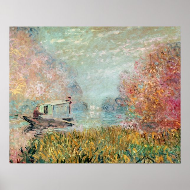 Poster Claude Monet |  Boat Studio on the Seine (Frente)