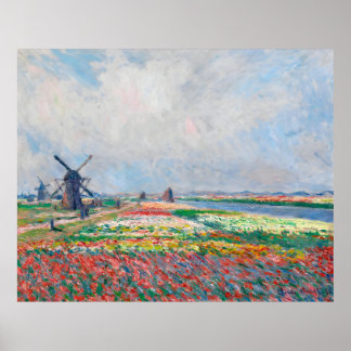 Poster Claude Monet, Bulbfield e Windmill perto de Leyden