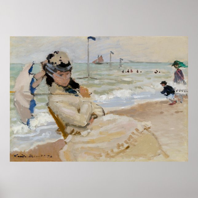 Poster Claude Monet - Camille na praia em Trouville (Frente)