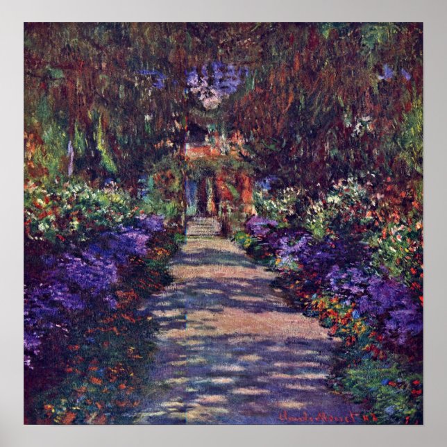 Pôster Claude Monet - Caminho do jardim (Frente)
