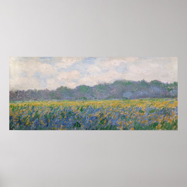 Poster Claude Monet - Campo de Íris Amarelos em Giverny (Frente)