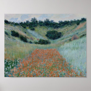 Poster Claude Monet - Campo Poppy num Hollow próximo a Gi