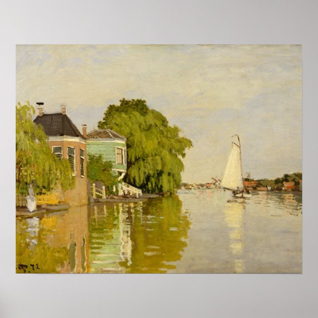 Pôster Claude Monet - Casas do Achterzaan (Frente)