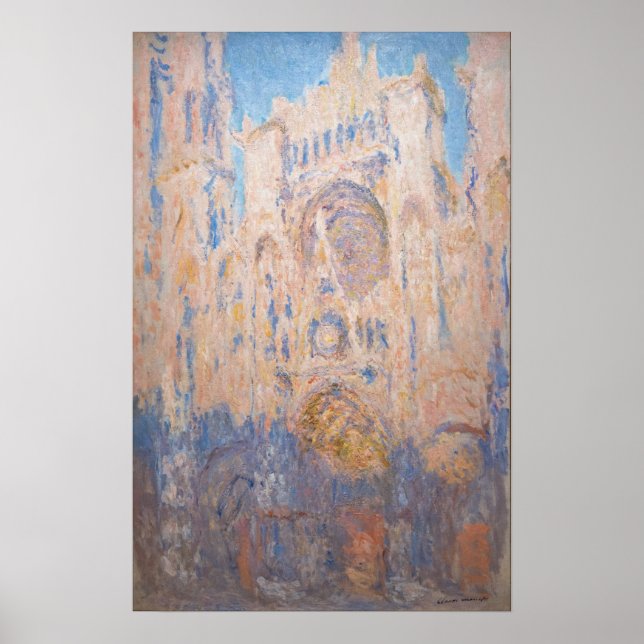 Poster Claude Monet - Catedral de Rouen ao pôr do sol (Frente)