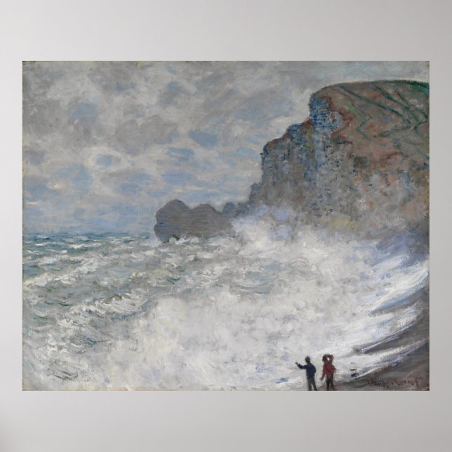 Pôster Claude Monet ~ Clima Bruto Em Etretat (Frente)