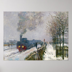 Poster Claude Monet - Comboio na neve / A locomotiva