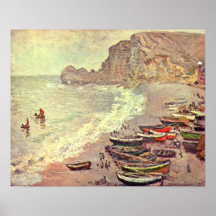 Pôster Claude Monet - etretat-praia e dAmont de Porte