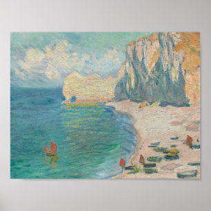 Poster Claude Monet - Etretat - The Beach e o Falaise