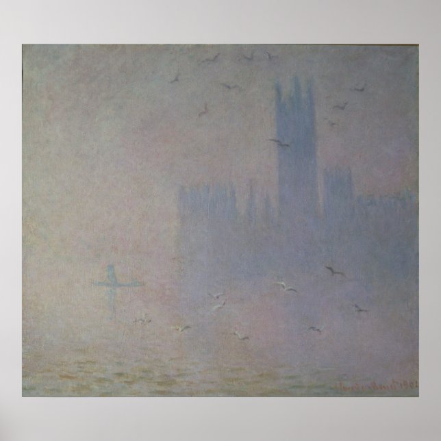 Poster Claude Monet | Gaivotas nas Casas do Parlamento (Frente)
