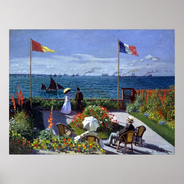Pôster Claude Monet Garden em Sainte-Adresse (Frente)