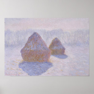 Pôster Claude Monet   Haystacks Efeito da neve e do sol