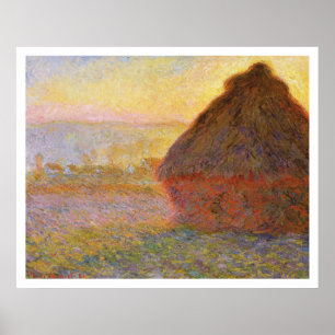 Pôster Claude Monet - Haystacks (em Sunset)