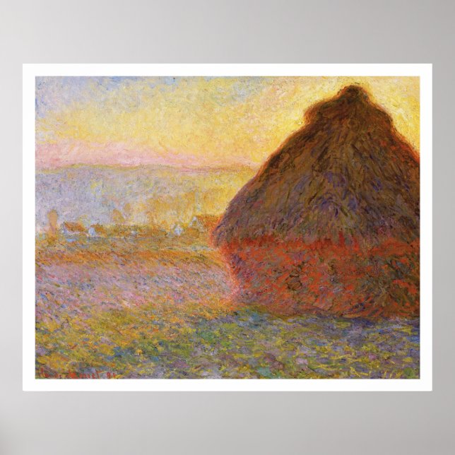 Pôster Claude Monet - Haystacks (em Sunset) (Frente)