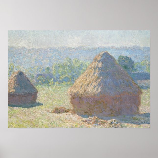 Pôster Claude Monet - Haystacks, fim do Verão (Frente)
