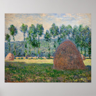 Poster Claude Monet - Haystacks perto de Giverny