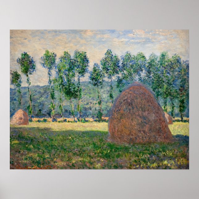 Poster Claude Monet - Haystacks perto de Giverny (Frente)