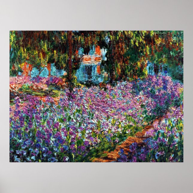 Poster Claude Monet: Irrises no Jardim de Monet (Frente)