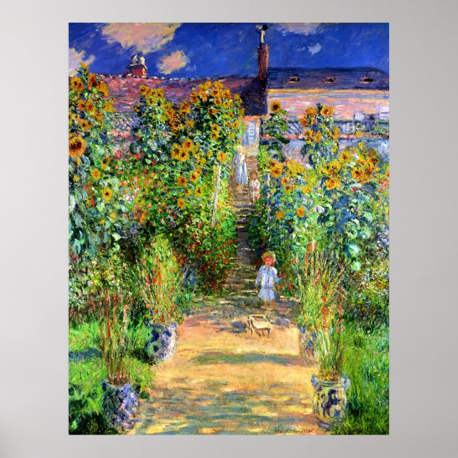 Pôster Claude Monet: Jardim de Monet em Vétheuil (Frente)