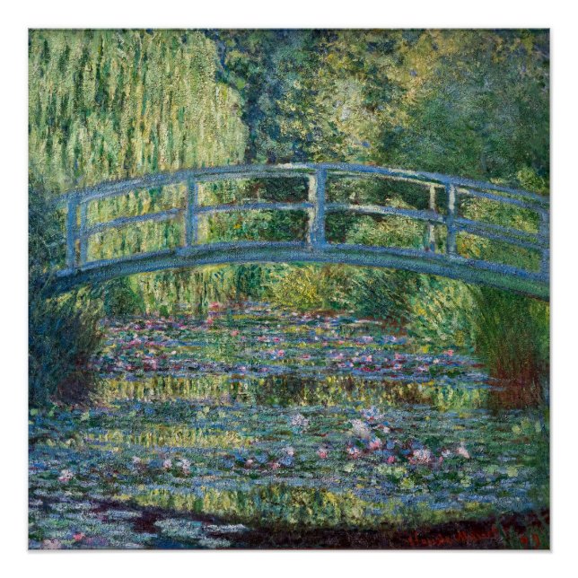 Pôster Claude Monet - Lagoa de Água Lily, Harmonia Verde (Frente)