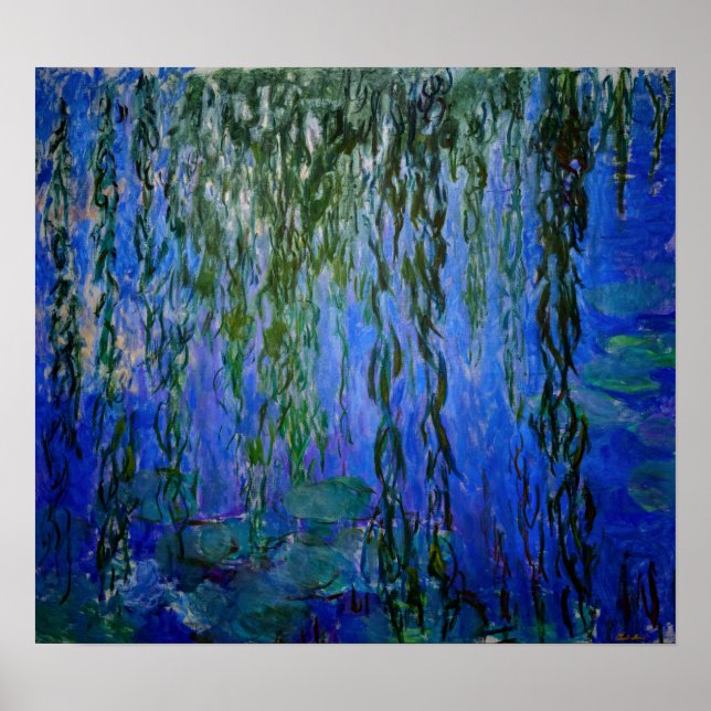 Poster Claude Monet - Lírios d'água com salgueiro chorand (Frente)