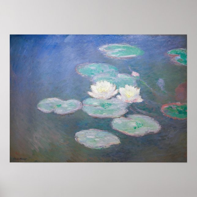 Poster Claude Monet - Lírios De Água, Efeito Da Noite (Frente)