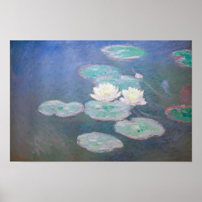 Poster Claude Monet - Lírios De Água, Efeito Da Noite (Frente)