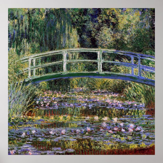 Pôster Claude Monet, lírios de água, ponte japonesa, jard (Frente)