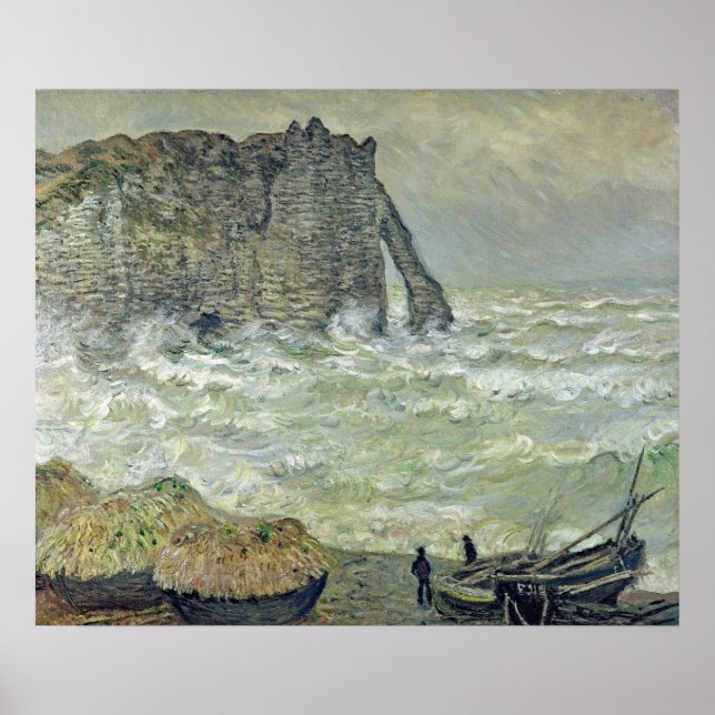 Pôster Claude Monet | Mar duro em Etretat, 1883 (Frente)