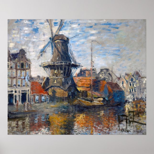 Poster Claude Monet - Moinho de vento, Amsterdã  (Frente)