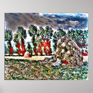 Pôster Claude Monet - monte de feno em Giverny