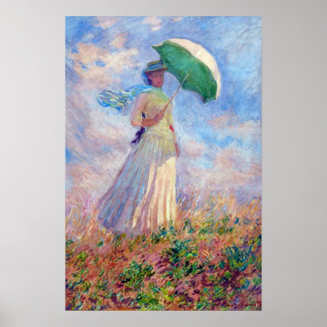 Poster Claude Monet - Mulher com Guarda-Chuva virada para (Frente)