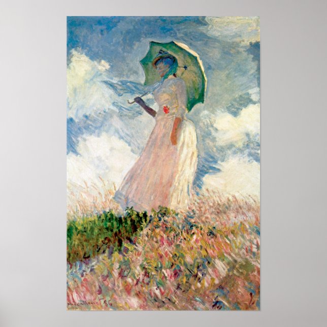 Pôster Claude Monet - Mulher com Parasol (Frente)