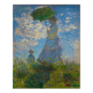 Pôster Claude Monet Mulher com Parasol