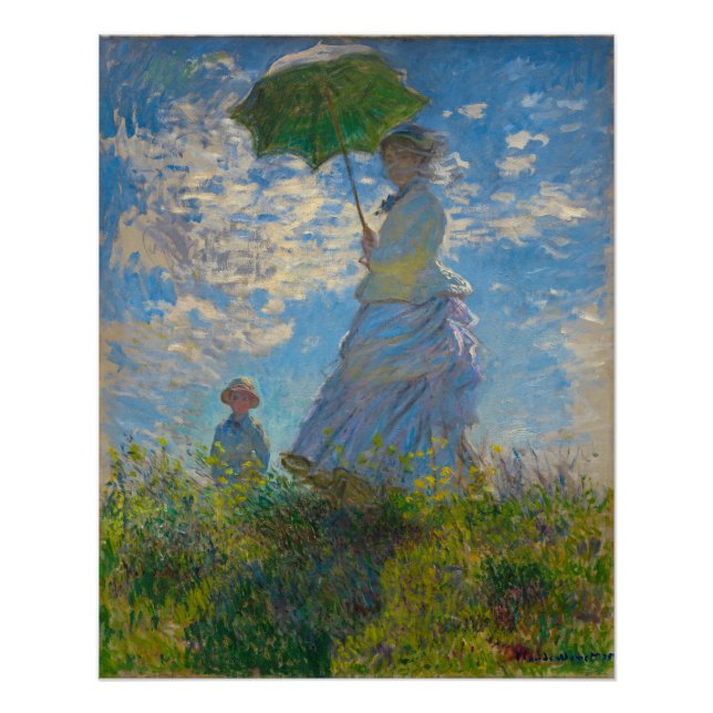 Pôster Claude Monet Mulher com Parasol (Frente)